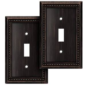 lot 2454 image: Henne Bery Sunken Pearls Light Switch Plate 1 Toggle Aged Bronze 2 Pack