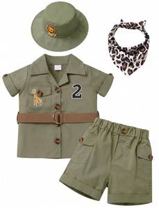 lot 2483 image: OBEEII Baby Boys 5-Piece Safari Outfit Zoo Keeper Shorts Set 1st Birthday