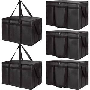 lot 5601 image: Bodaon 5-Pack Insulated Food Delivery Bag XXX-Large Black