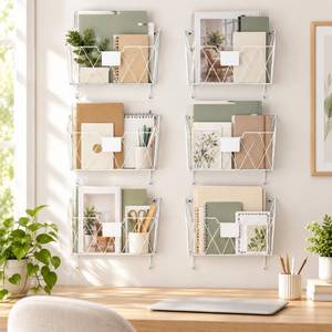 lot 5602 image: OYEAL Wall File Organizer 6 Pack Metal Wall Mount Baskets