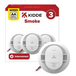 lot 5603 image: Kidde 20SAR Hardwired Smoke Detector with AA Battery Backup, 3 Pack