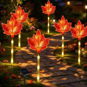 lot 5611 image: NAHIYELAS Solar Maple Leaf Fall Pathway Lights 6 Pack Outdoor Stake