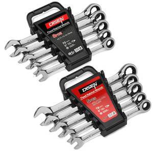 lot 5613 image: DISEN 10 Piece Ratcheting Wrench Set, SAE & Metric, 38-58 in & 10-15 mm