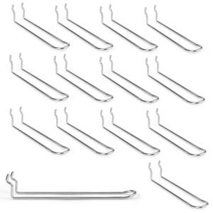 lot 5621 image: WOWKIT Pegboard Dual-Arm Hooks 16 Pcs Stainless Steel 8 Inch Silver