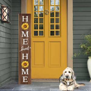 lot 5630 image: WUAHON Home Sweet Home Porch Welcome Sign Sunflower Wooden 47.2 x 7.8
