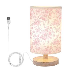 lot 5634 image: Lewtemi Pink Floral Table Lamp Bedside with USB Ports
