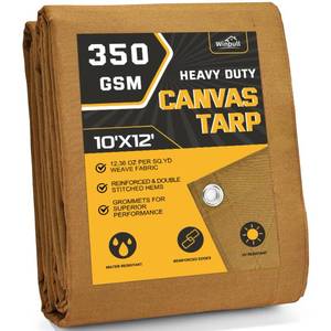 lot 5640 image: Winpull Canvas Tarp 10x12 ft 12oz Polyester Water-Resistant