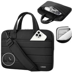 lot 5642 image: LUGGEX Laptop Bag 13-14 Inch Sleeve with Shoulder Strap, Black, LTX-Core