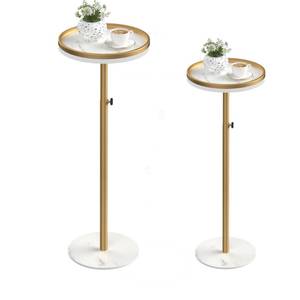 lot 5643 image: Cozynest Home Round Side Table Adjustable Height Drink Table Set of 2 Gold