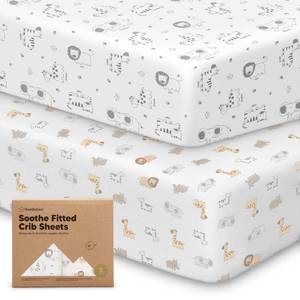 lot 5653 image: KeaBabies Organic Cotton Crib Sheets 2 Pack 52x28 KeaSafari