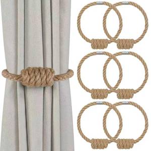 lot 6025 image: Magnetic Curtain Tiebacks 6 Pack Jute Rope 17 Inch