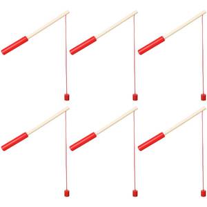 lot 6026 image: Sumind Magnetic Fishing Pole Toy Set Wooden 6 Pcs Red
