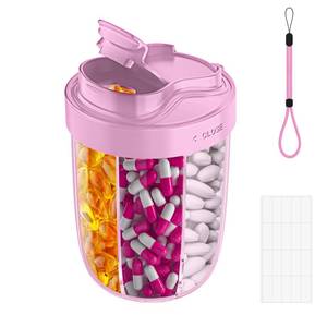 lot 6034 image: MEI NIAN Large Pill Organizer 7 Compartment Travel Pill Case Pink