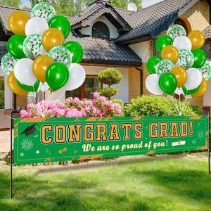 lot 6040 image: Tiamon Large Class of 2026 Graduation Party Banner with 35 Balloons, Green
