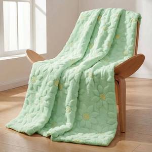 lot 6044 image: Horaldaily Throw Blanket Green Sunflower Plush Faux Fur 50x60