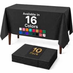 lot 6058 image: Auros 10-Pack Black Plastic Tablecloths 54x108 Fits 6-8 Ft Rectangle Tables