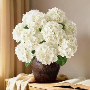 lot 6066 image: Piklado Artificial Hydrangea Flowers 21in White 1 Bunch