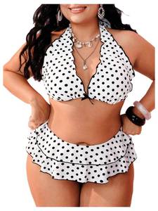 lot 6069 image: Verdusa Plus Size 2 Piece High Waisted Bikini Swimsuit Set Polka Dot X-Large
