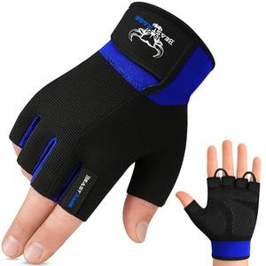 lot 6079 image: BEAST RAGE Workout Gloves Half Finger Blue Medium
