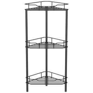 lot 6093 image: HuggieGems Corner Shower Caddy 3 Tier Black Metal Floor Standing