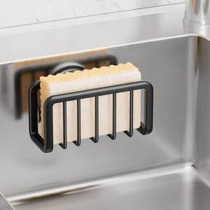 lot 6097 image: TAILI Kitchen Sink Sponge Holder with Suction Cup, Black