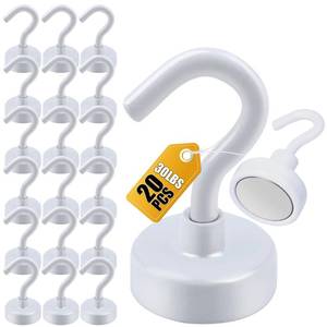 lot 6108 image: DIYMAG Magnetic Hooks 30 lb 20 Pack White