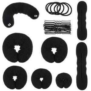 lot 6126 image: Yinder 34 Pcs Donut Hair Bun Maker Set Black