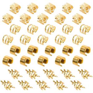 lot 6134 image: XCZYN Gold Hair Braid Cuffs Dreadlock Rings 40 Pieces