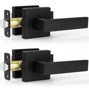 lot 7542 image: Estmoon Passage Door Lever Set Matte Black Non-Locking 2 Pack