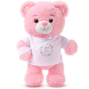 lot 7543 image: Deekin Get Well Soon Bear Plush Stuffed Animal 10 Inch Pink Arm Injury