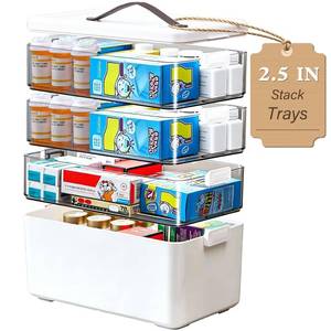 lot 7546 image: Clemate Medicine Cabinet Organizer 4-Tier 23 Qt Portable Medicine Storage Box