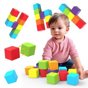 lot 8000 image: Pairez Toys Magnetic Building Blocks 1.65 Inch Stacking Cubes, 6 Colors