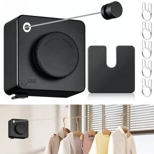 lot 8003 image: Archimas Retractable Clothesline 15.6 Ft Wall Mounted Indoor Outdoor Black