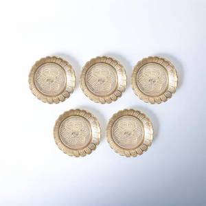 lot 8007 image: Shubhkart Solid Brass Decorative Nakshi Plate Set 2.76 in Pack of 5