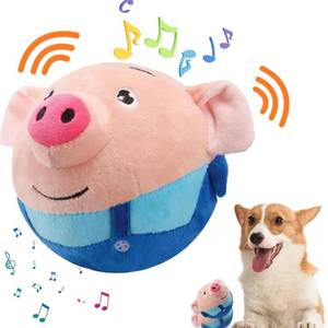 lot 8022 image: OTXKXBLP Interactive Dog Toy Plush Pig Squeaky Sound USB Rechargeable Blue