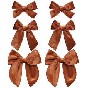 lot 8033 image: Miroksh Copper Velvet Ribbon Hair Bow Alligator Clips Set 6PC 3.5 4 5 Inch
