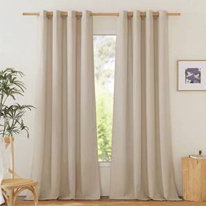 lot 8055 image: NICETOWN Flax Linen Semi Sheer Grommet Curtains 55 x 90 Inch Angora Pair