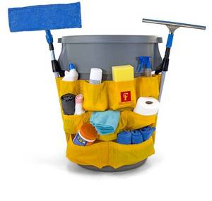 lot 8059 image: Farag Janitorial Trash Can Caddy Bag 12 Pocket Fits 32-55 Gallon Cans