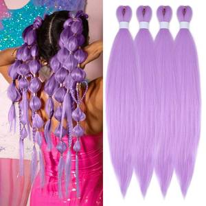 lot 8064 image: Aooffut Pre-Stretched Braiding Hair Extensions Light Purple 26 Inch 4 Packs