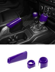 lot 8066 image: Savadicar Purple Handbrake & Shift Knob Trim Set, 3-Piece, Jeep Wrangler JL