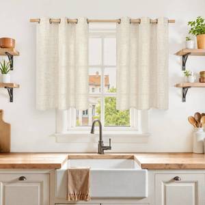 lot 8067 image: YoungsTex Linen Cafe Curtains 42 x 36 Inch Bronze Grommet 2 Panels