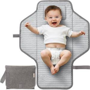 lot 8077 image: KeaBabies Portable Baby Changing Pad 26 x 21 Classic Gray