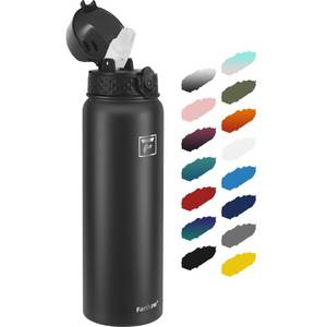 lot 8081 image: Fanhaw Kids Stainless Steel Water Bottle 32oz with Straw Lid, Black