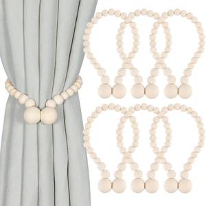 lot 8088 image: KLOGTSIND Wood Bead Magnetic Curtain Tiebacks 6 Pack