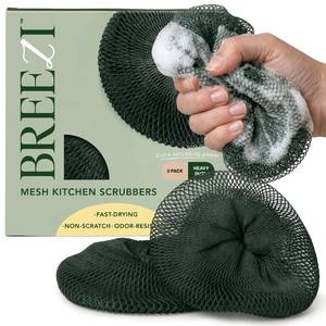 lot 8097 image: BREEZI Dish Scrubber Sponge 3-Pk Heavy-Duty Scouring Pad