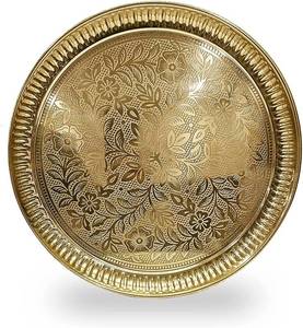 lot 8099 image: NOBILITY Pure Brass Pooja Thali 6 Inch Puja Plate Arti Thali Set Handcrafted
