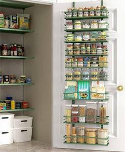 lot 9201 image: Moforoco Sage Green 9-Tier Over The Door Pantry Organizer, Pantry Organization and Storage, Black Hanging Basket Wall Spice Rack Seasoning Shelves