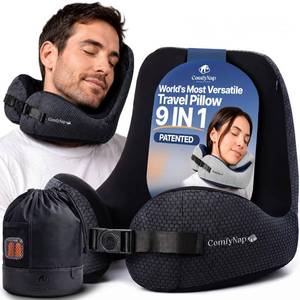 lot 9209 image: ComfyNap� Versatile Travel Neck Pillow for Airplane Patented, 9 Positions in 3 Techniques, Plane Pillow with Pure Memory Foam, Travel Pillow with HeadRest Flight Sleep, Travel Essential - Mercury