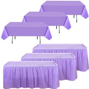 lot 9237 image: Oudain 6 Pcs Plastic Table Skirts Tablecloths Disposable,Purple