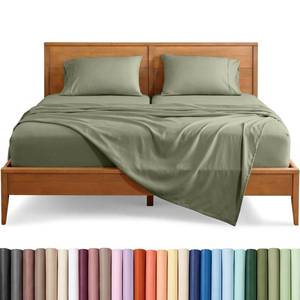 lot 9243 image: Bare Home Split King Sheet Set - 1800 Ultra-Soft (Split King, Sage)